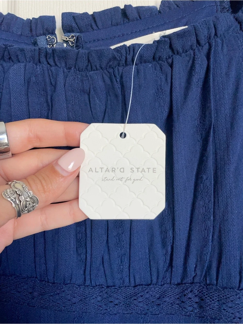 Altar'd State Blue Puff-Sleeve Maxi Dress - Picture 5 of 9